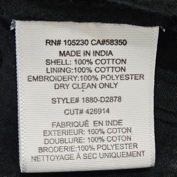 Joie Black Boho Cotton Embroidered Mini Dress Small Tassels Short Sleeves - Picture 7 of 10